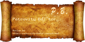 Petrovity Bátor névjegykártya